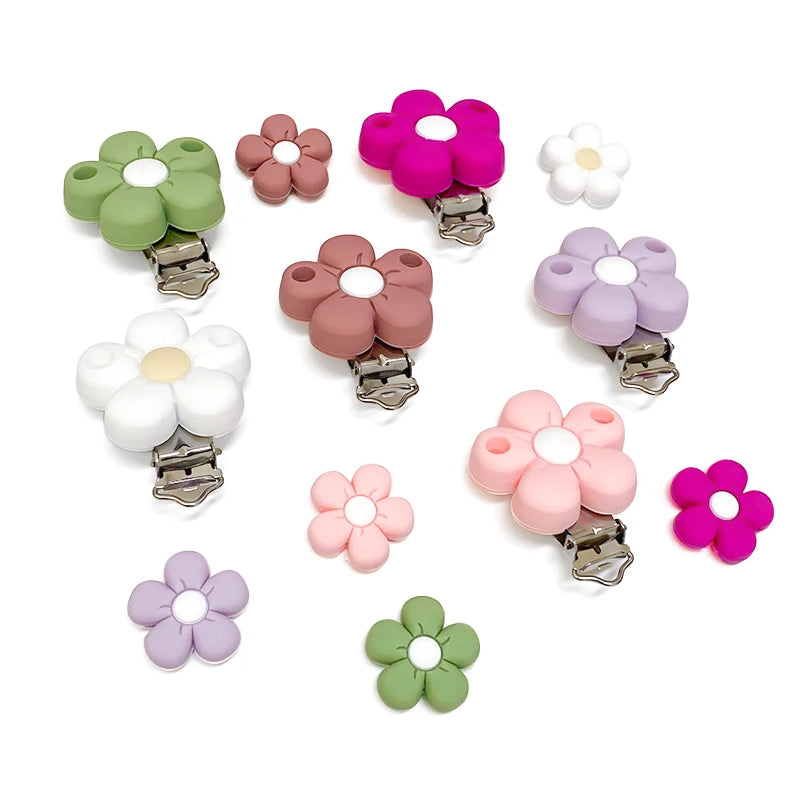 1/3/10pcs Silicone Flower Pacifier Clips Food Grade Teethers For Baby DIY Baby Soother Nursing Pacifier Chain Accessories