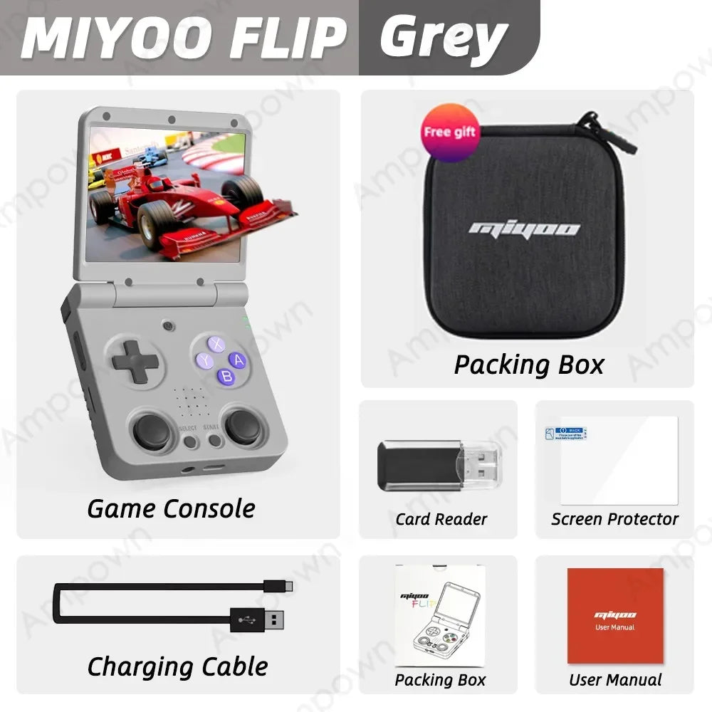 MIYOO FLIP V2 Handheld Game Console 3.5'' IPS Screen Linux OS Onion OS Retro Video Game Consoles Free Storage Bag Player Gifts