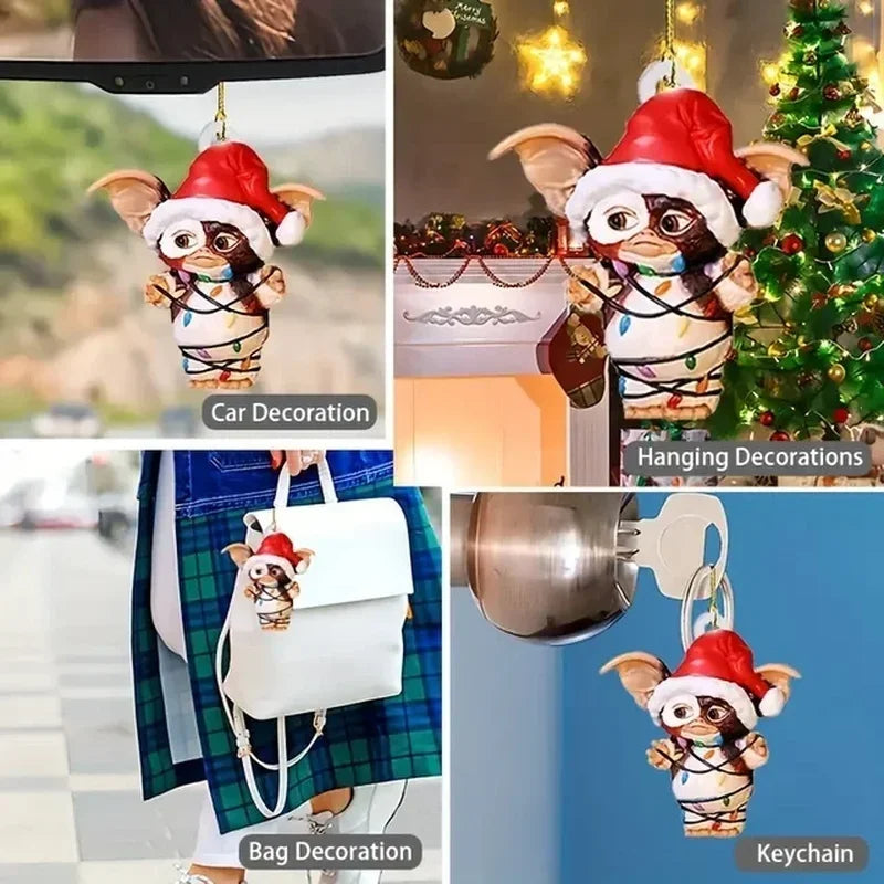1pc 2D Acrylic Gremlins Christmas Tree Ornament Decoration Interior Rearview Mirror Decorative Pendant Bag And Key Chain
