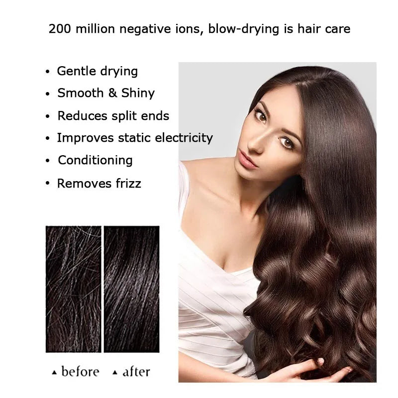 Leafless Hair Dryer New Professional With Flyaway Attachment Negative Ionic Premium Hair Dryers Multifunction Salon Style Tool