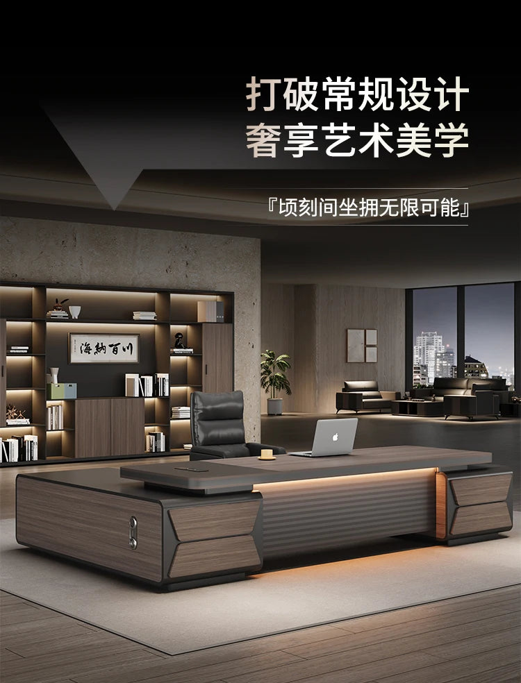 L-shaped luxury chairperson's room manager chair combination simple modern president's desk furniture Executive Office Desk home