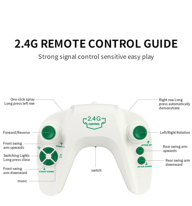 JHD For 2025 New JJRC Q187 RC Robot Dog Music Cool Lights Water Spray Swing Arms Stunt 2.4G 4WD RC Drift Car Gesture Sensing Toy