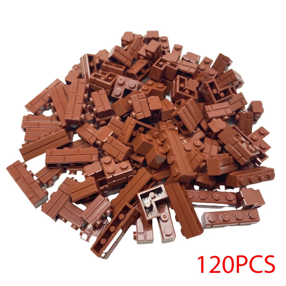 120PCS Random Striped Bricks MOC Building Blocks Toys Palace Castle Creative Figures Military City House Wall DIY Parts