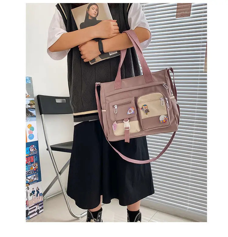 Waterproof Canvas Women Handbags Shoulder Bag Nylon Ladies Messenger Bag Oxford Crossbody Bags Tote Book Bags for Girls Satchels