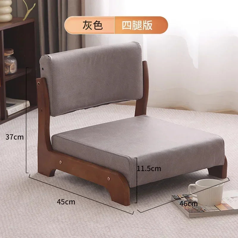 Japanese Tatami Chair Backrest Solid Wood Bed Legless Seat Bay Window Single Lazy Sofa Floor Chair Bedroom Sitting Furniture