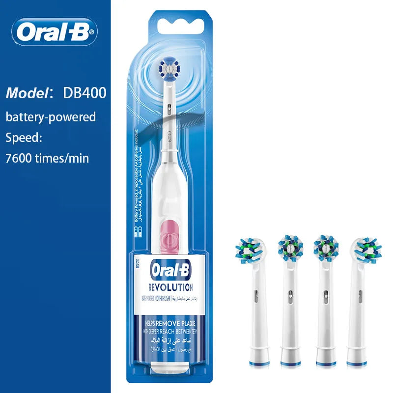 Oral B Rotation Electric Toothbrush AA Battery 7600 Rpm Cross Action Cleaning Teeth Tooth Brush with Brush Refills