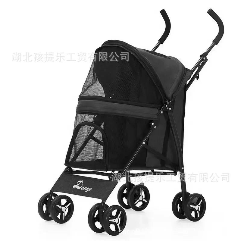 Lightweight Folding Pet Stroller Cat Dog Four Wheel Stroller Pet Out Teddy  Cat Stroller