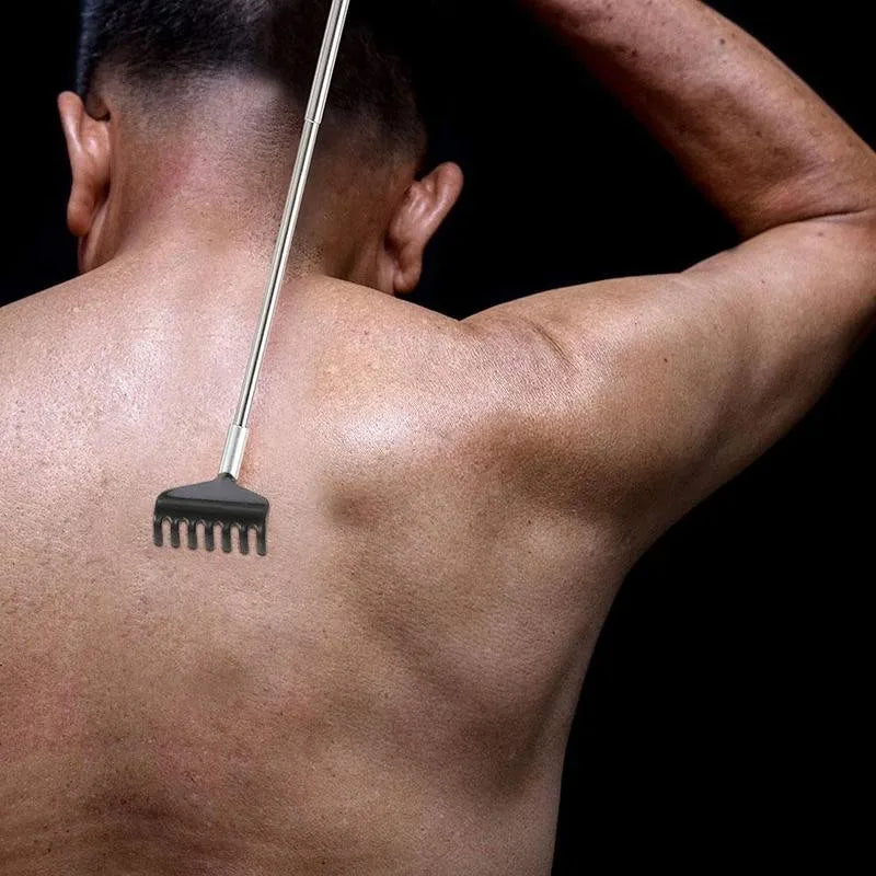 Telescopic Back Scratcher Scratching Backscratcher Massager Metal Stainless Steel Tool with Carrying Bag