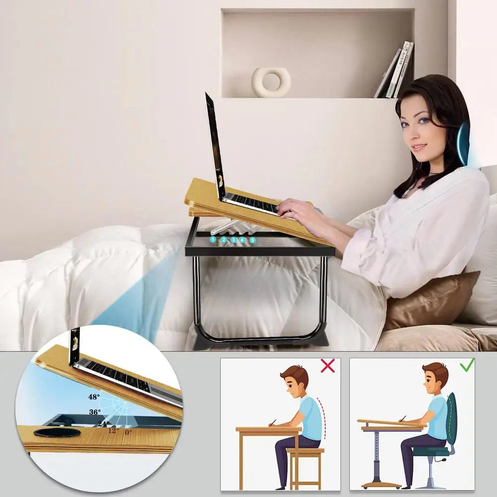 Laptop Bed Desk Foldable Portable Laptop Lap Working Desk Small Adjustable Foldable Bed Table For Laptop And Writing For Couch