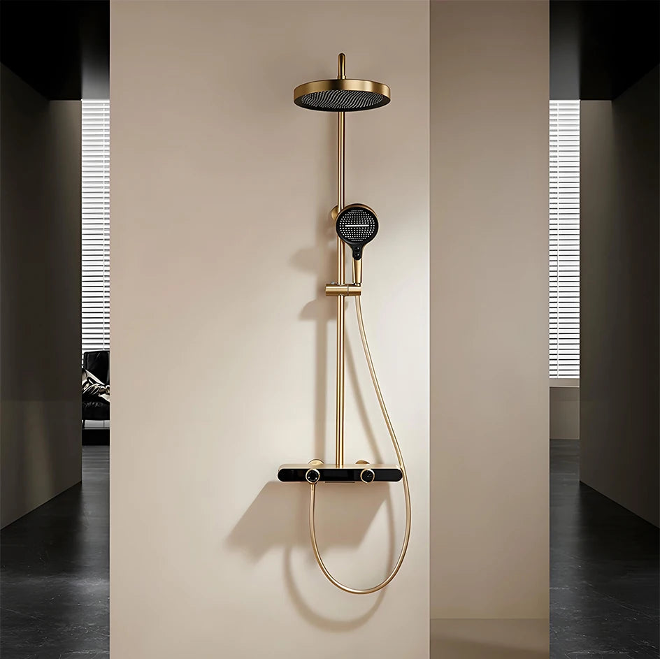 VGX Gold Shower System Set Bathroom Shower Faucet Set 3-way Rainfall Shower Set Shower Mixer Crane with Hand Shower Set White