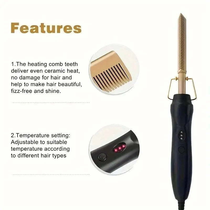 Straight hair comb, bangs, dry and wet dual-use comb, straight hair curling iron, household roll straight electric comb