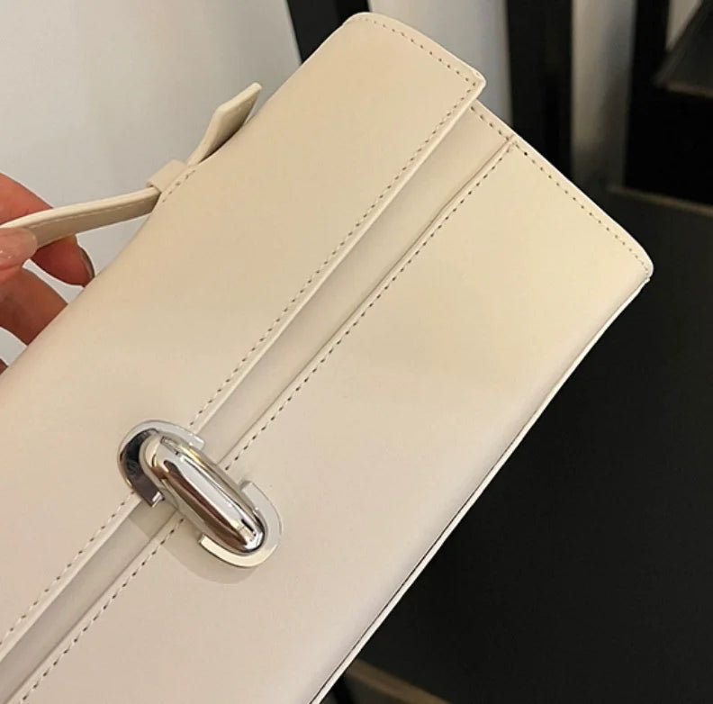 SAVETTE Brand Genuine Leather Small Square Bag Rectangular Baguette Tote Women's Simple Handbag