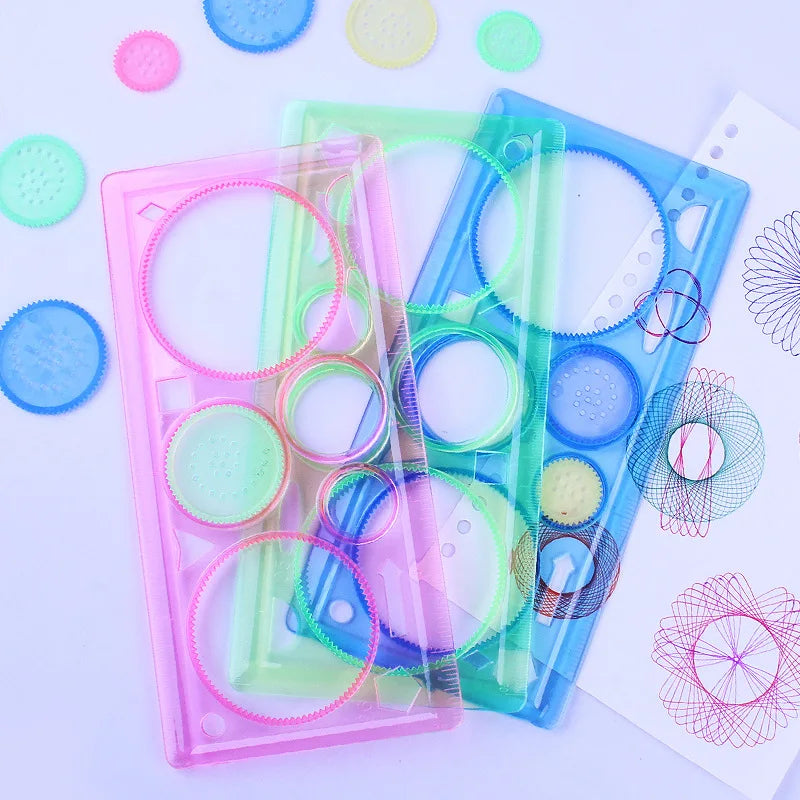 Geometry Spirograph Drawing Stencils Set Painting Template Art Crafts Creative Kids Educational Toy Variety of Flowers Ruler