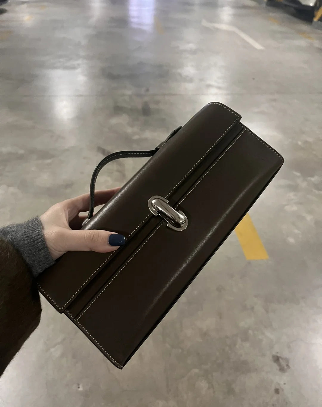 SAVETTE Brand Genuine Leather Small Square Bag Rectangular Baguette Tote Women's Simple Handbag