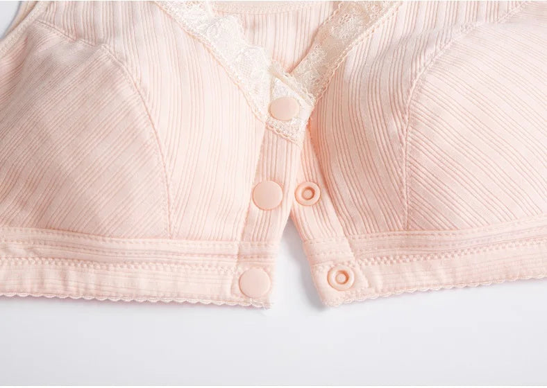 Comfortable Cotton Pregnant Women Underwear Maternity Nursing Bra Breastfeeding Bra Front-Close Bralette Intimate Clothes Plus
