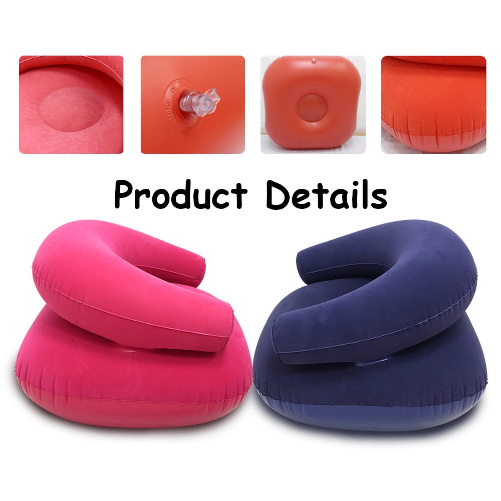Lazy U-Shaped Inflatable Sofa Chairs Flocking Pvc Lounger Seat Outdoor Camping Living Room Portable Folding Air Single Sofa