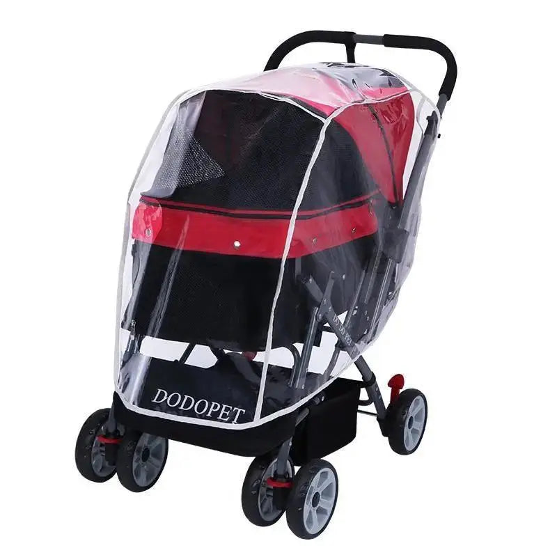 (only Raincoats) Pet Strollers Raincoat Dog Trailer Pet Trolley Small Dog Folding Trolley Raincoat Windshield（Without Stroller）