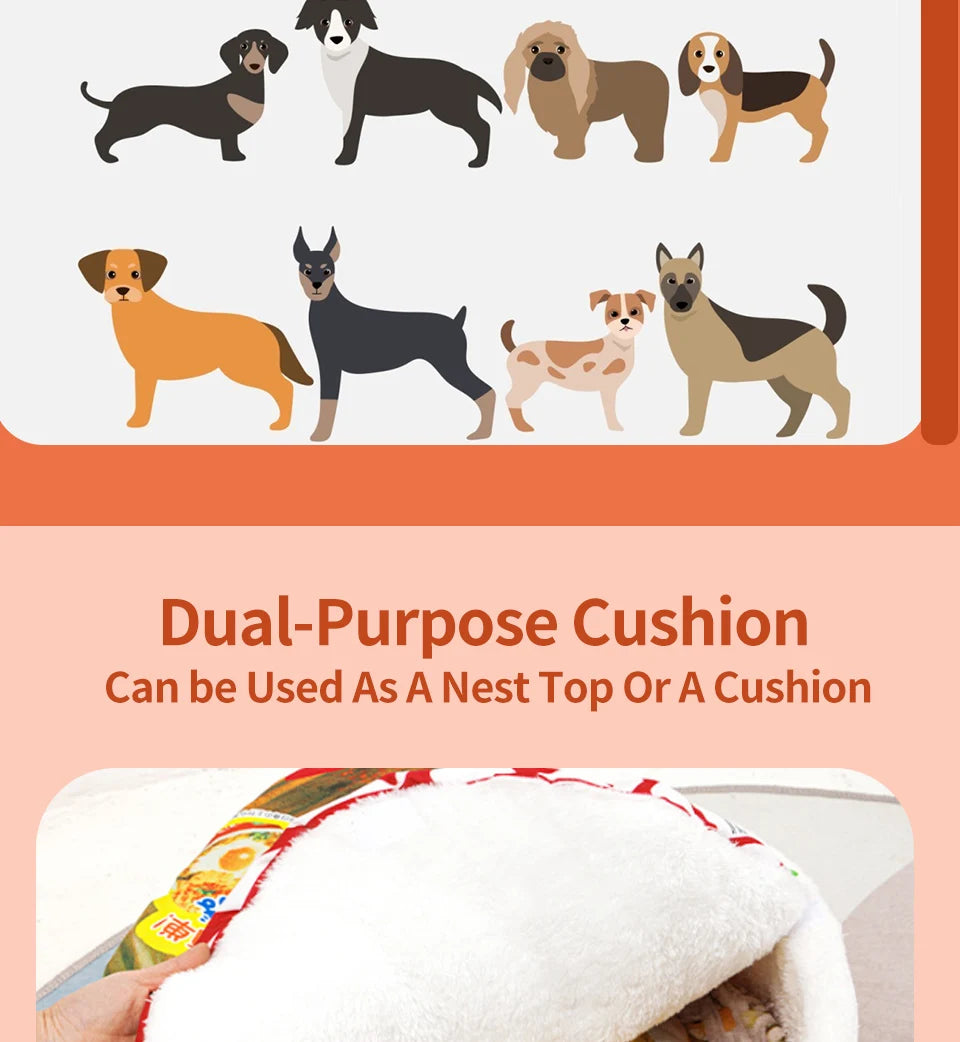 Pet Dog Cat House Kennel Super Large Instant Noodle Warm Dog Cat Nest Beds Cushion Udon Cup Noodle Pet Bed Cozy Nest