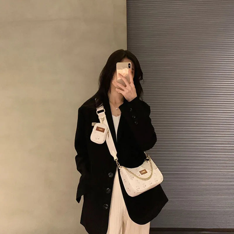 Women's High end 3-in-1 Shoulder Bag with Adjustable Wide Shoulder Strap Underarm Bag New Crossbody Bag