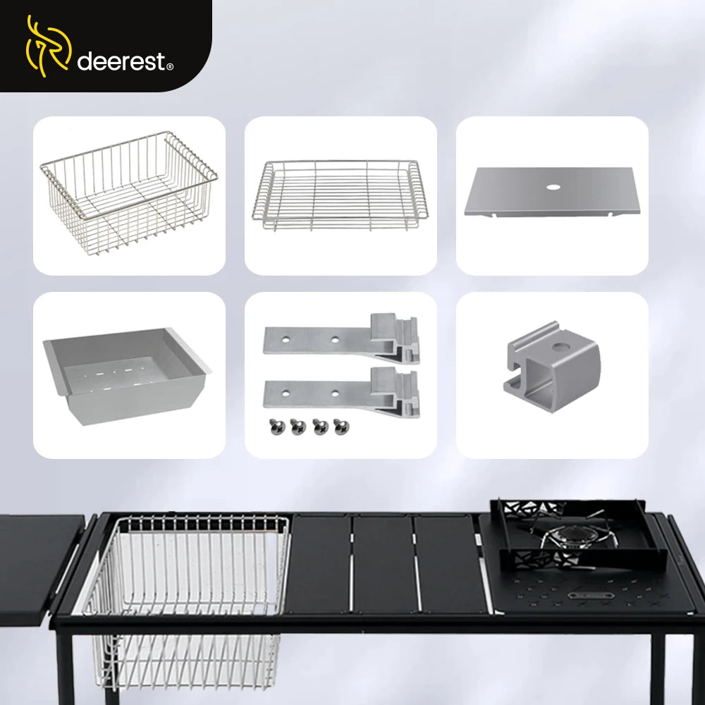 2-Unit Folding Camping Table, Aluminum Top Modular & Expandable, Lightweight, Compact, Durable, IGT Outdoor Table