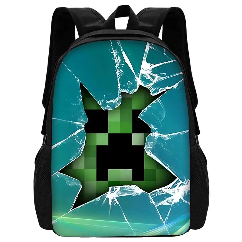 Child School Backpack Game Mine World M-MINE-CRAFTES with Lunch Bags ,Pencil Bags ,School Bags for Boys Girls Best Gift