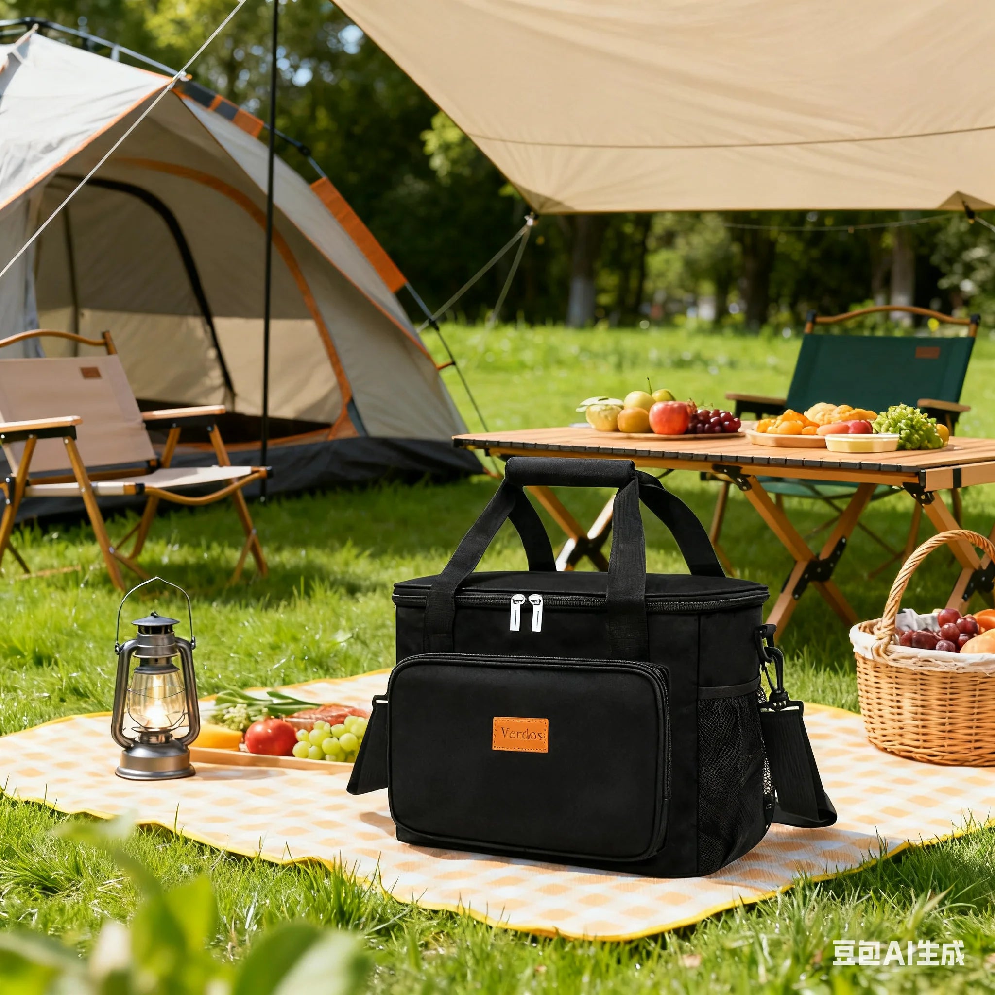 1Pcs Black Insulated Lunch Box Bag Insulation Ice Pack Student Portable Dinner Picnic Food Hand-held with Storage Handbag