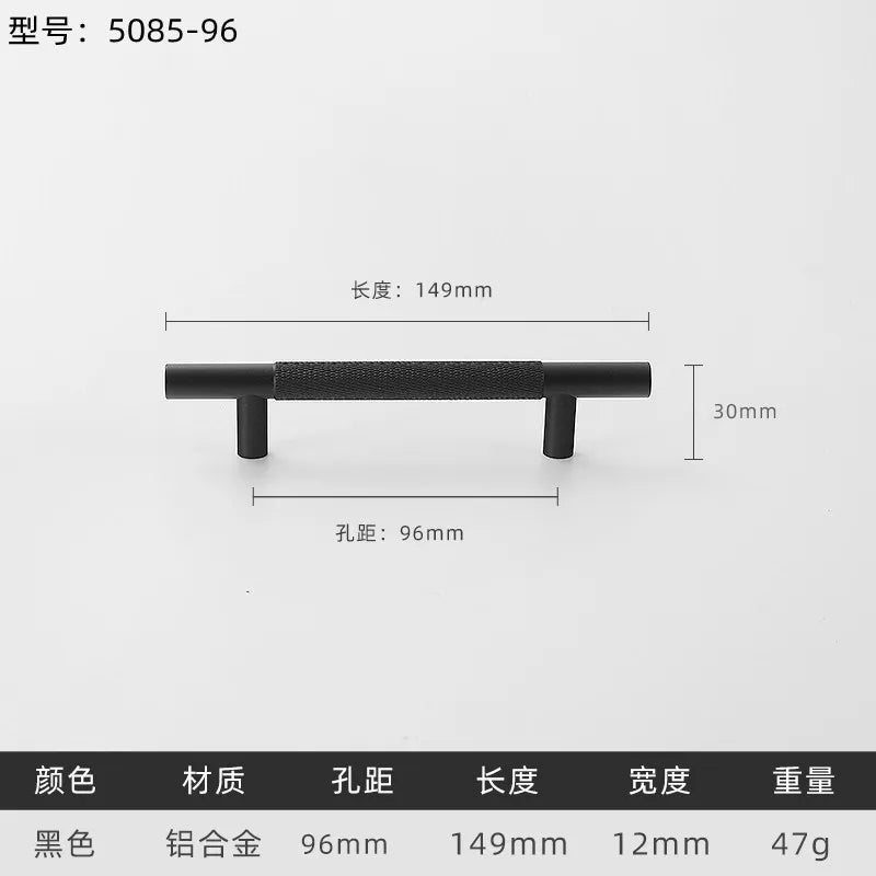 Black Gold Knurled Kitchen Cupboard Cabinet Storage Handles Closet T Bar Wardrobe Door Pulls Door Knobs Home Furniture Handles