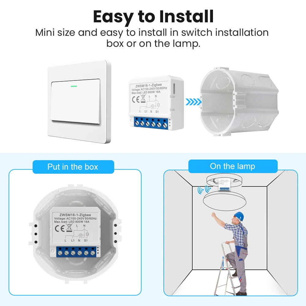 AVATTO Tuya WiFi Zigbee Smart Light Switch Module，Neutral Wire/No Neutral Wire Control DIY Breaker Work For Alexa, Google Home