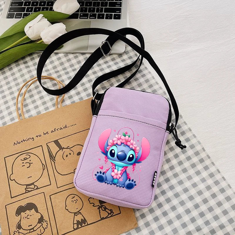 Disney Stitch Fashion Mobile Phone Bags Anime Women Messenger Bag Children Kawaii Coin Purse Girls Portable Crossbody Pouch Gift