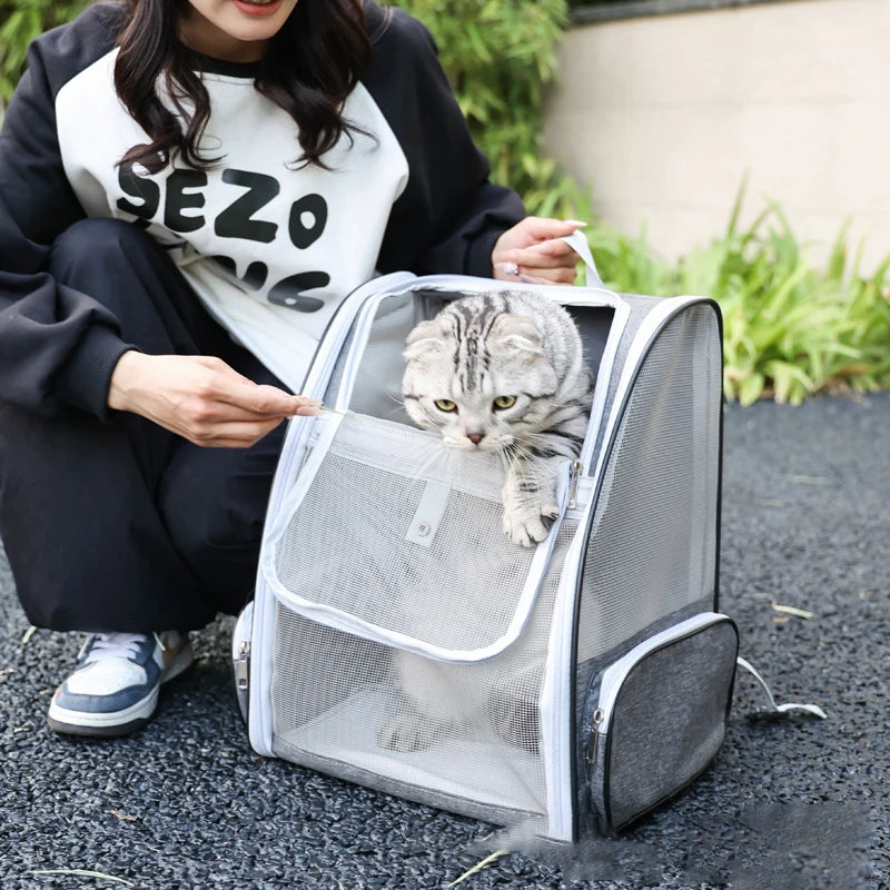 Pet Cat Carrier Bag Outdoor Travel Backpack for Cats Small Dogs Breathable Cat Carrying Bag Suitable for Cats Within 6kg