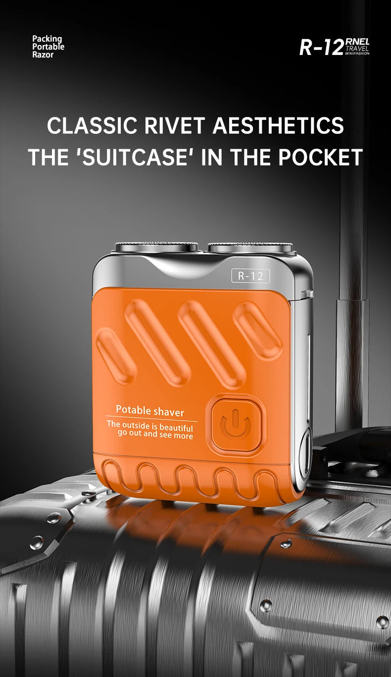 Mini Electric Shaver Dual Head Waterproof Type-C Rechargeable Shaver Travel Rotary Razor Men's Portable Hair Beard Trimmer Tool