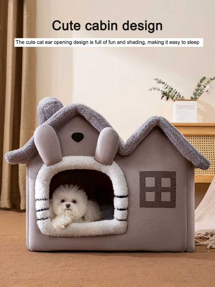 Foldable Dog House Kennel Bed Mat For Small Medium Dogs Cats Winter Warm Cat Bed Nest Pet Products Basket Pets Puppy Cave Sofa