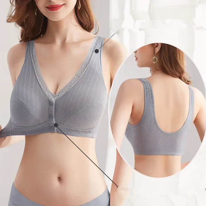 Comfortable Cotton Pregnant Women Underwear Maternity Nursing Bra Breastfeeding Bra Front-Close Bralette Intimate Clothes Plus