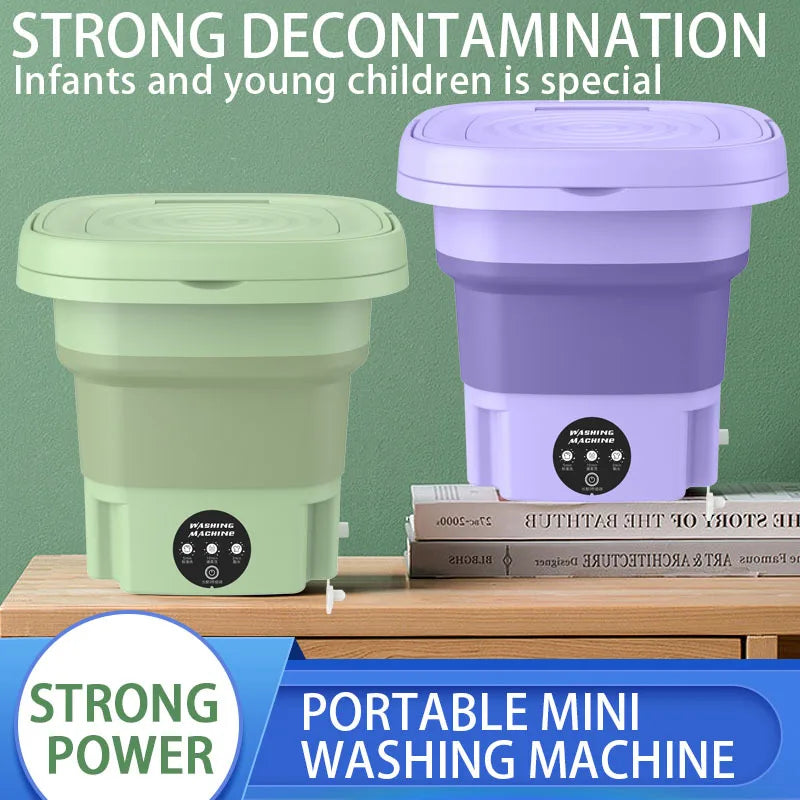 8L Small Folding Washing Machine Student Dormitory Underwear Socks Mini Cleaning Machine Portable Laundry Bucket Washing Machine