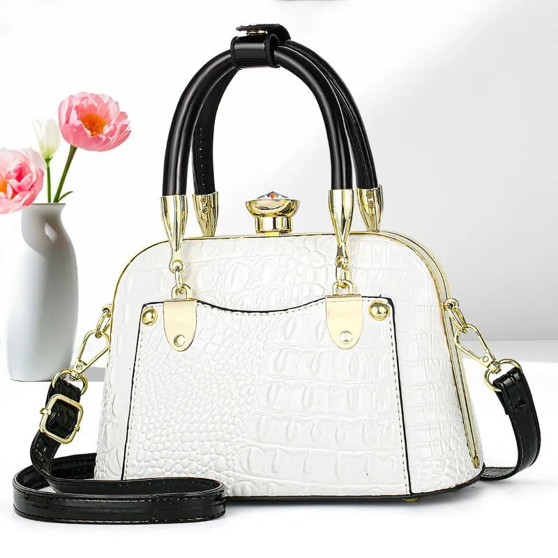 2025 New Luxury Handbags Women Bags Designer Crocodile Pattern Ladies Boston Shoulder Bag High Quality Womens Casual Tote Bag