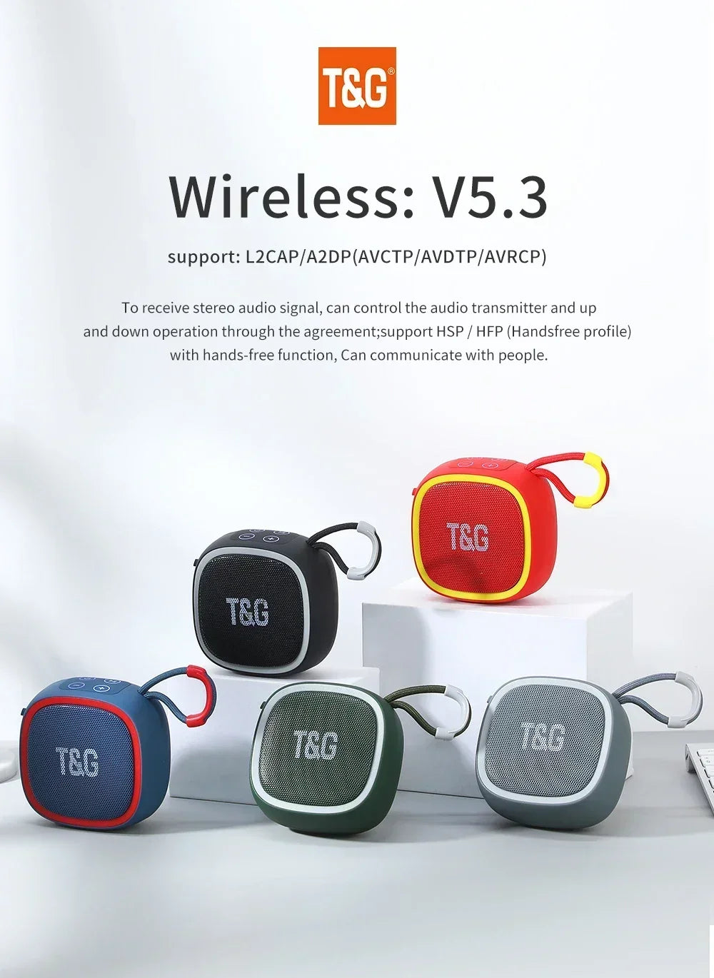 T&G TG659 Mini Wireless Powerful Waterproof Bluetooth Speaker TWS Bluetooth 5.3 Sound Box HIFI Loudspeaker Support TF Card Radio