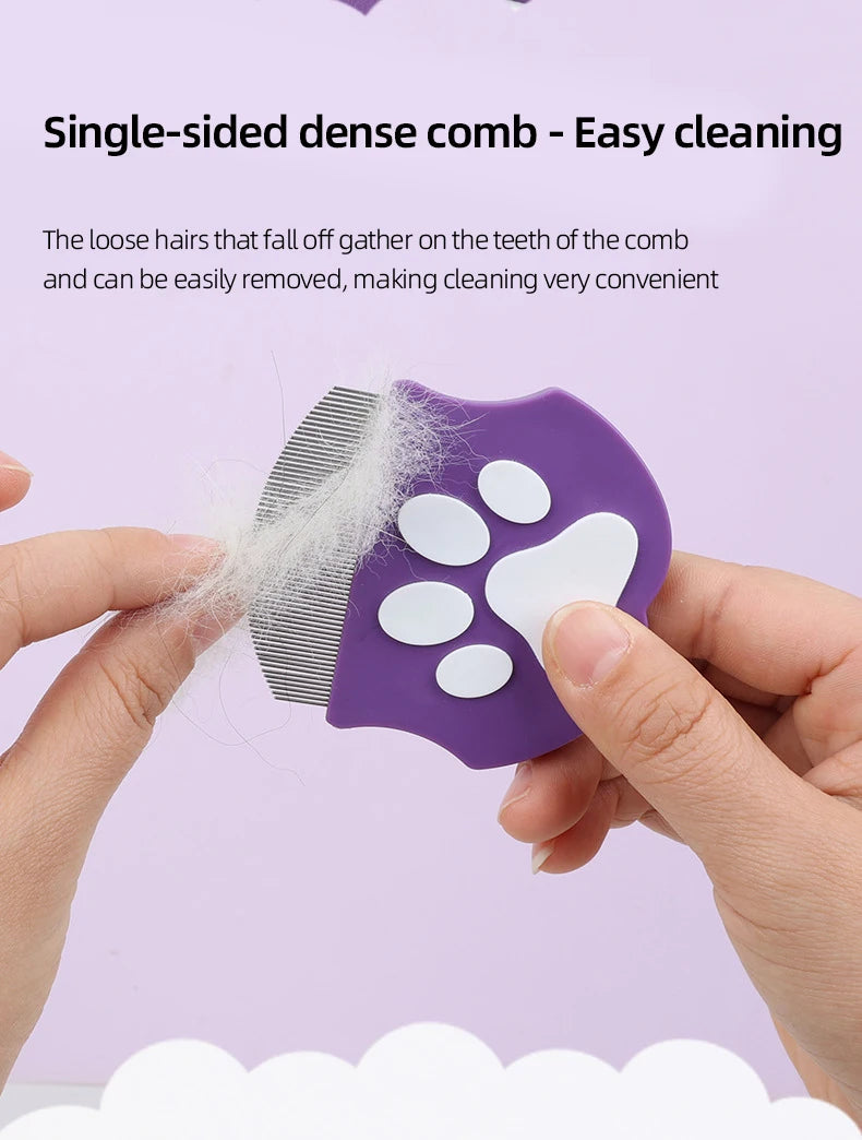 Pet Grooming Comb - Flea Comb for Cats & Dogs, Curved Design for Face & Body, Mini Detangling Brush for Pets