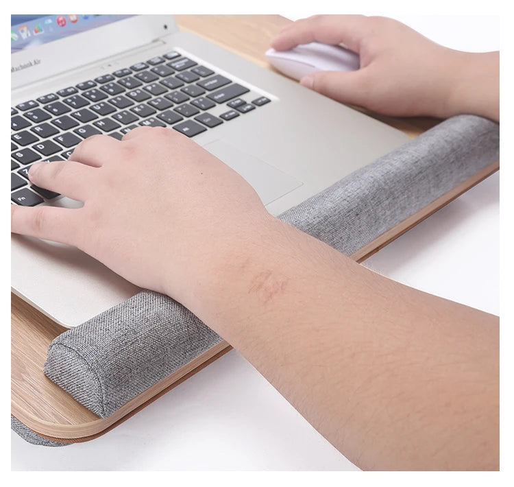 Mumucc Wooden Suspended Bed Study Table, Portable 15 Inch Laptop Desk With Handle, Sponge Cushion AND ABS Slot,Black,Khaki,Brown