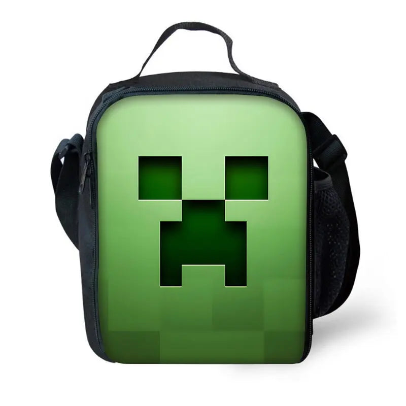 Child School Backpack Game Mine World M-MINE-CRAFTES with Lunch Bags ,Pencil Bags ,School Bags for Boys Girls Best Gift