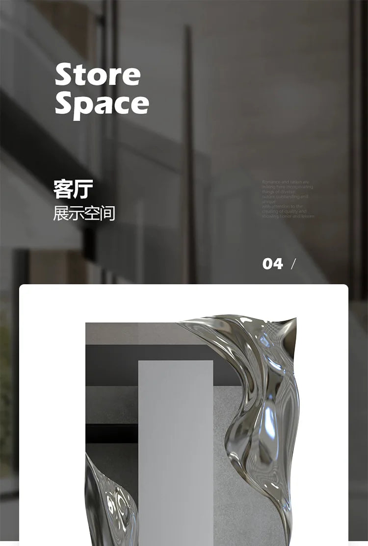 Wall hanging water ripple household villa model room floor mirror full-length mirror visual decoration