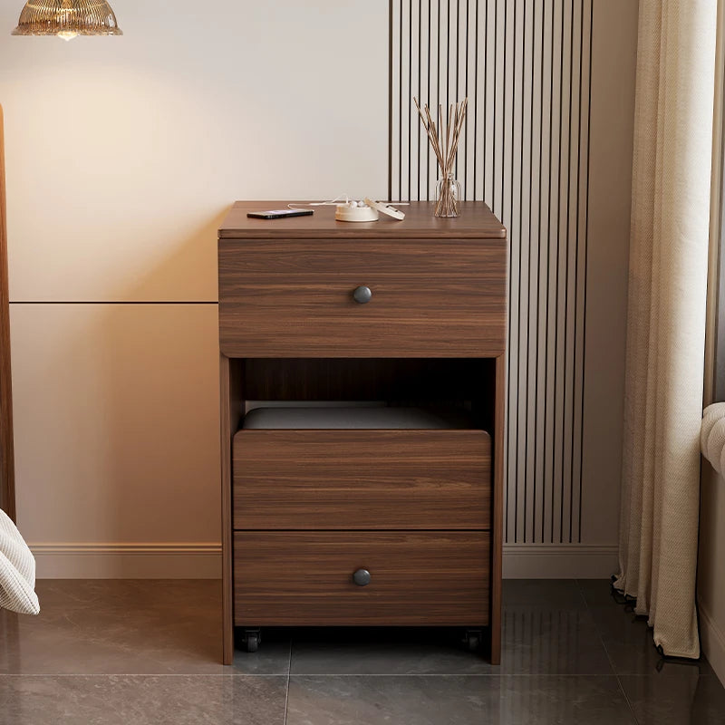 Multifunctional Narrow Nightstands With Drawers Storage Vintage Mid Century Nightstands Classic Elegant Criado Mudo Furniture