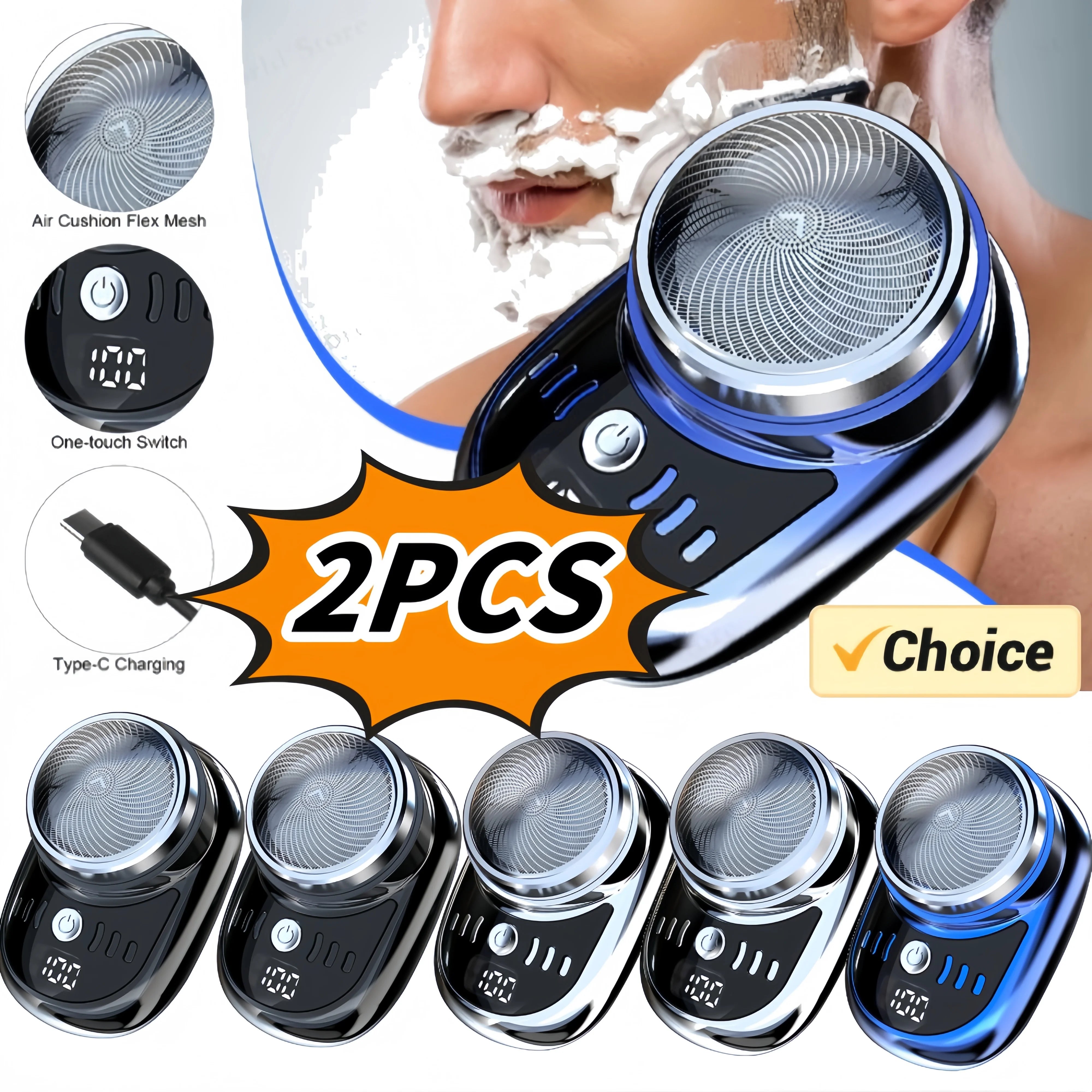 1/2PCS Mini Electric Travel Shaver For Men Pocket Size USB Charging Portable Painless Cordless Trimmer Knive Face Beard Razor  ﻿