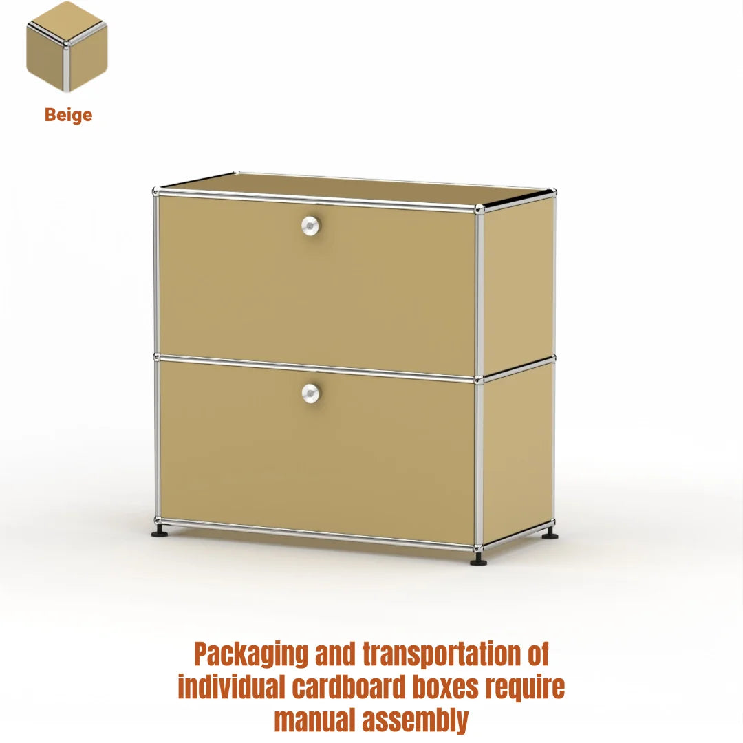 Modern Steel Flip Door Cabinet｜2-Tier Modular Storage Unit｜Custom Color Metal Organizer for Entryway, Living Room or Office