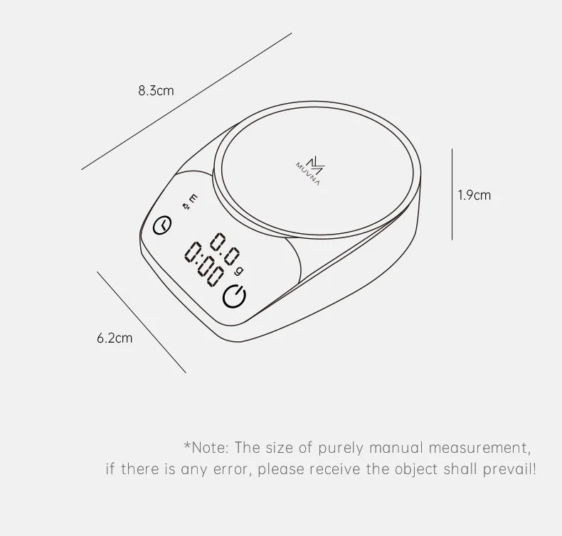 MUVNA Mini Electronic Scale Espresso LED Weighing 0.1g High Precision Measures Portable Coffee Scale With Powder Receiving Cup