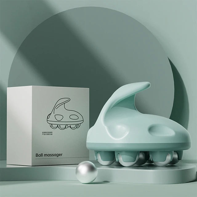 Hand Roller Massager With 360-degree Metal Balls For Neck Abdomen Thigh Back Body Pain Relief Deep Tissue Muscle Relax