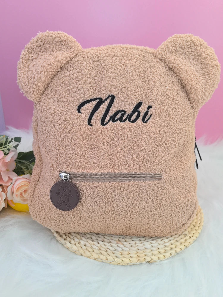 Personalized Custom name Embroidered Newborn letter Nursery Baby Bear backpack Cute cartoon Bag Gifts  Boy Girl children