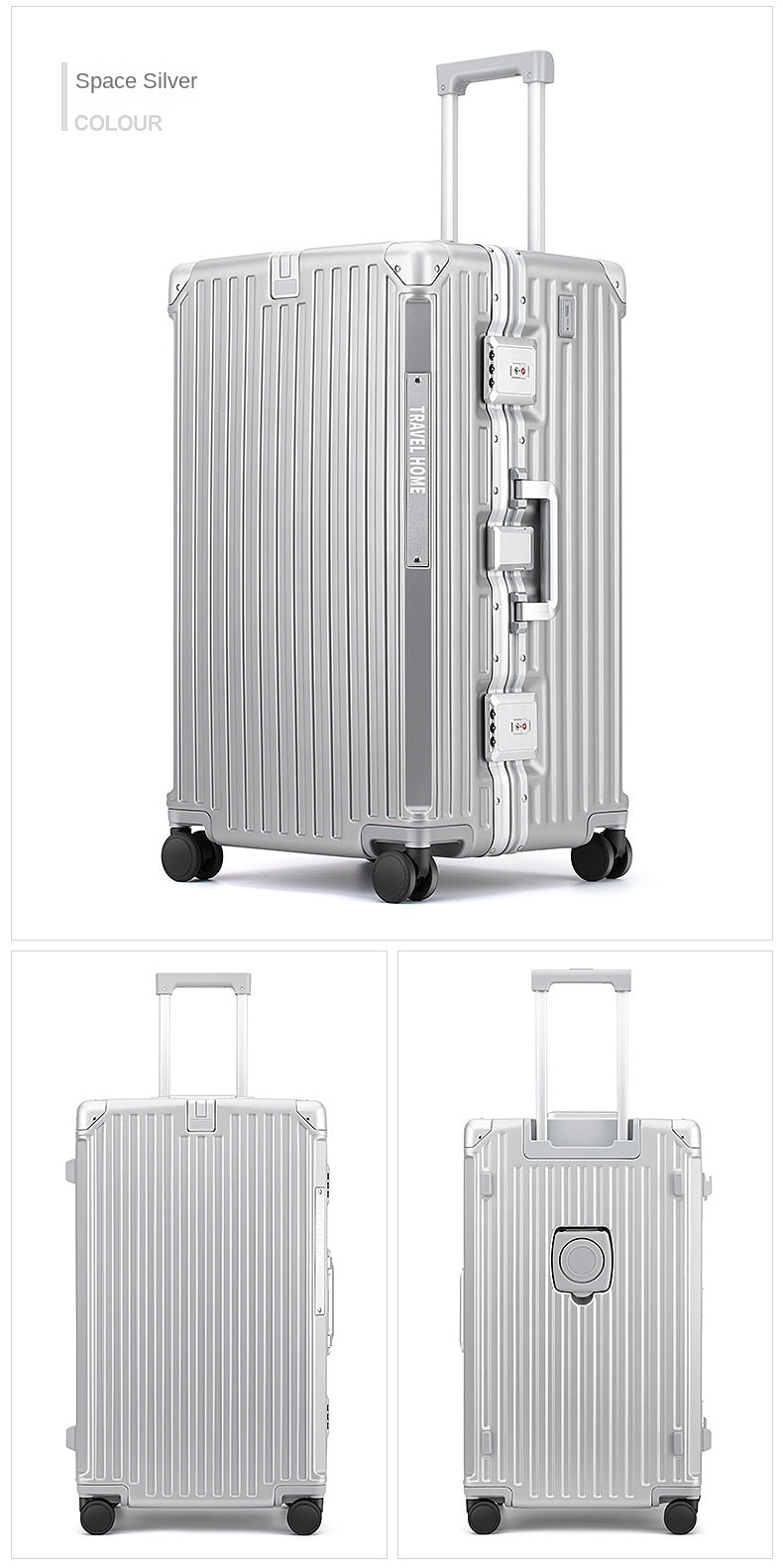 COLENARA High Quality Suitcase Aluminum Frame Large Capacity Trolley Case Cart Travel Bag 24"26"28"30 Inch Rolling Luggage