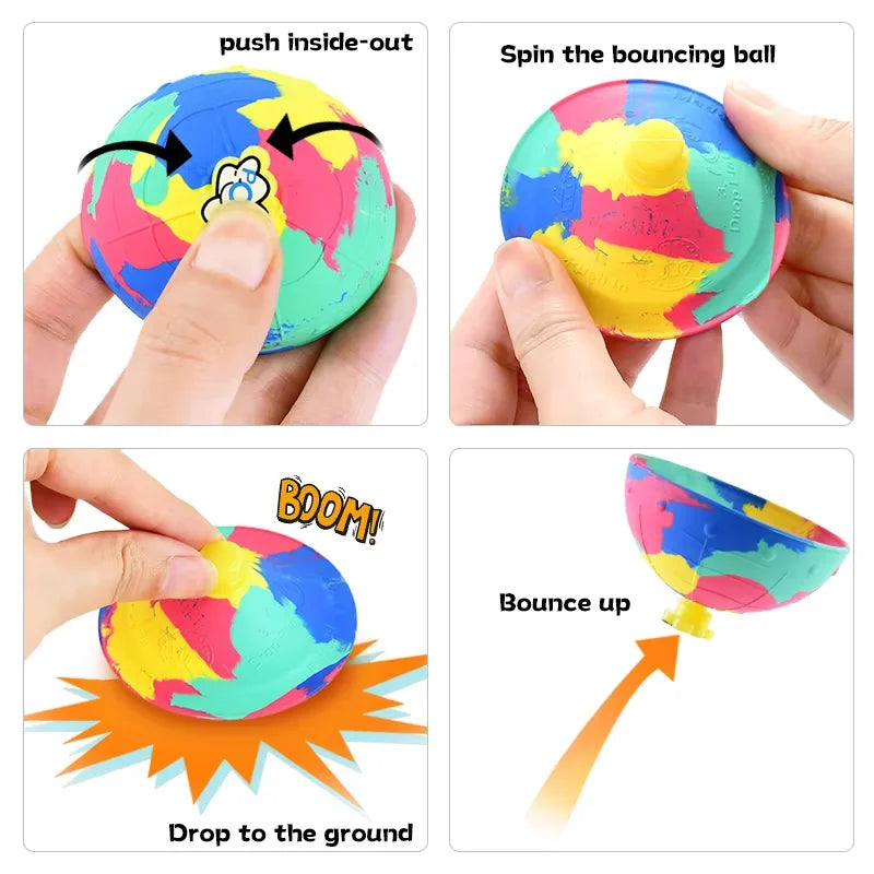 Half Side Bouncing Ball Cloud Buckle With Light Camo Bouncing Bowl Creative Children's Relief Toy