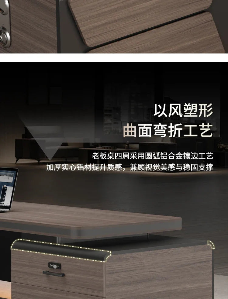 L-shaped luxury chairperson's room manager chair combination simple modern president's desk furniture Executive Office Desk home