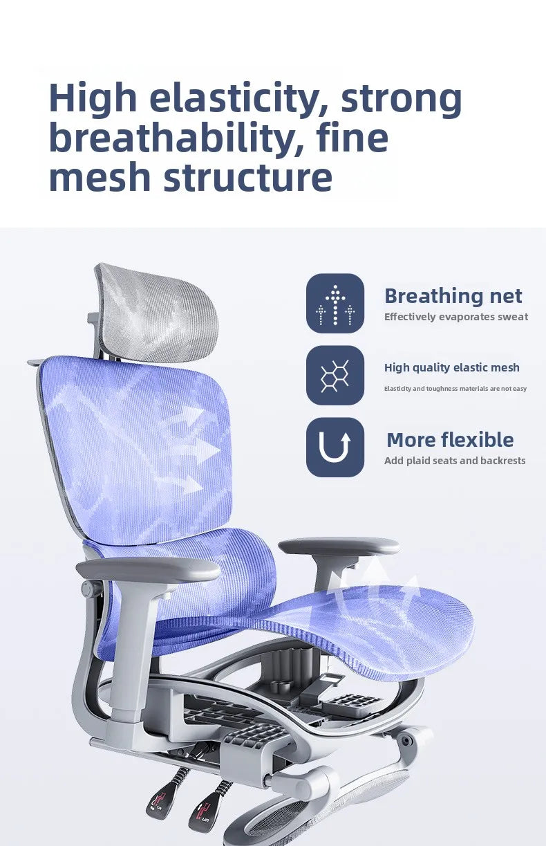 Ergonomic Computer Chair, Reclining Office Swivel Chair, Aluminum Alloy Legs Four-Level Gas Rod